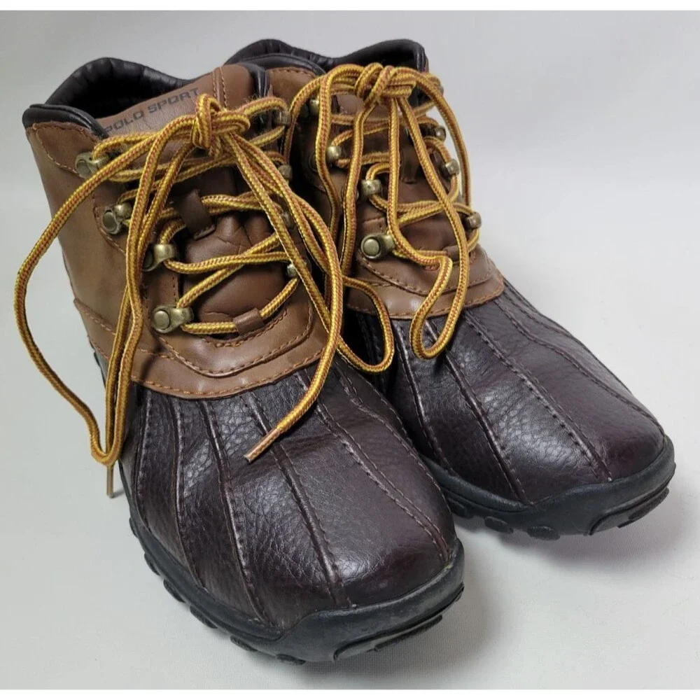 Polo Sport Ralph Lauren Mens Brown Leather‎ Duck  Boots  US 8.5